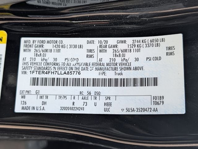 2020 Ford Ranger Lariat FX4