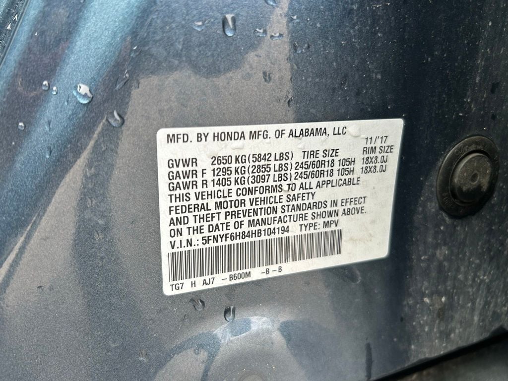 2017 Honda Pilot EX-L w/Rear Entertainment System