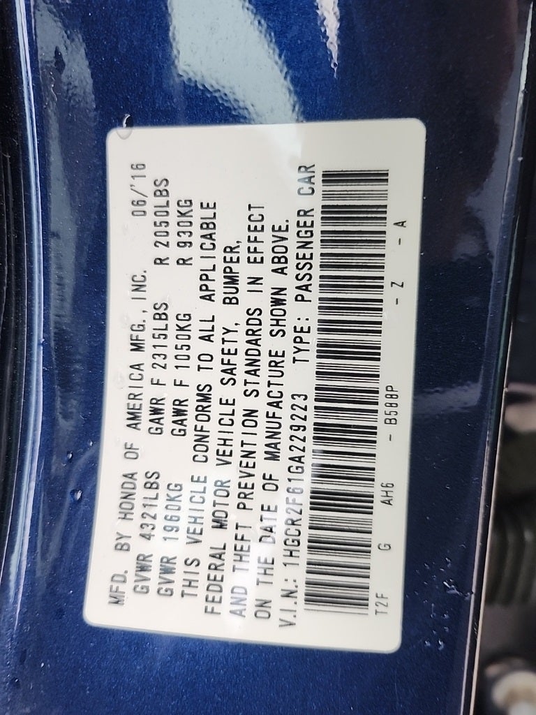 2016 Honda Accord Sport w/Honda Sensing