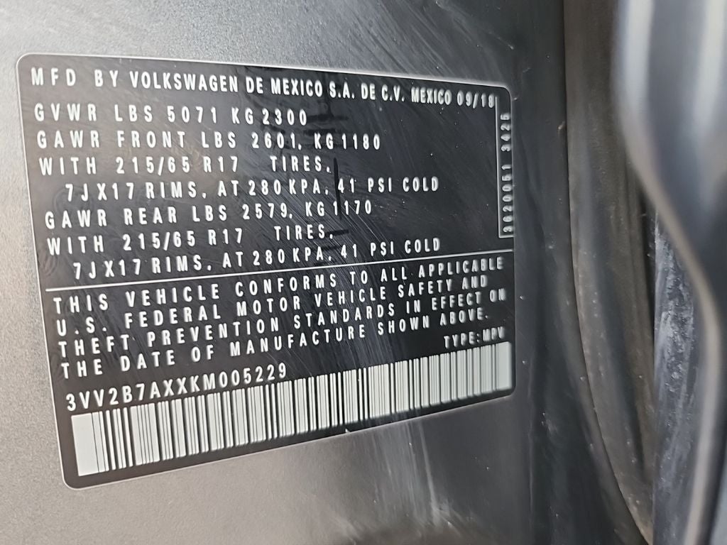 2019 Volkswagen Tiguan 2.0T SE 4Motion