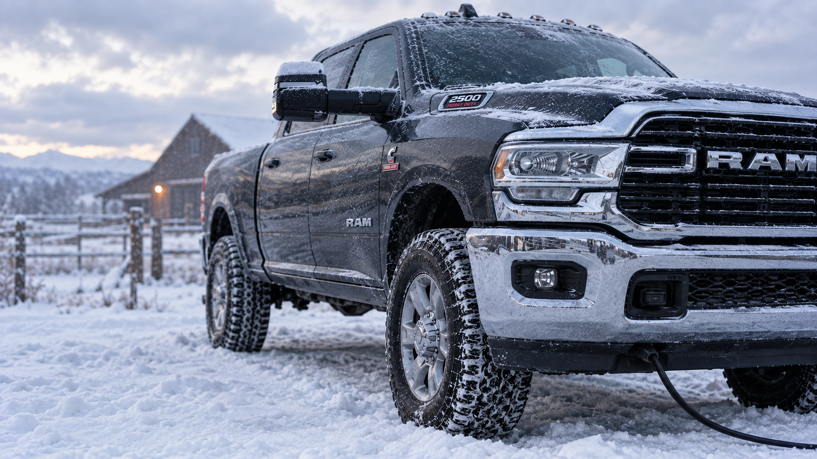 RAM Truck block heater plugged in