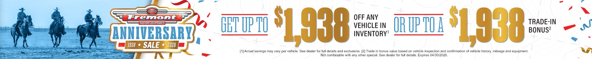 Receive up to $1,938 in Dealer Offers or Trade-In Bonus